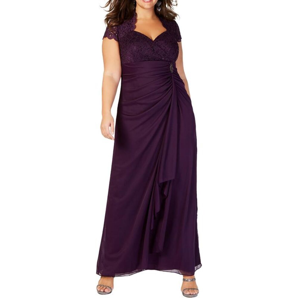 Purple Ruched Wrap Maxi Dress Sweetheart Neckline